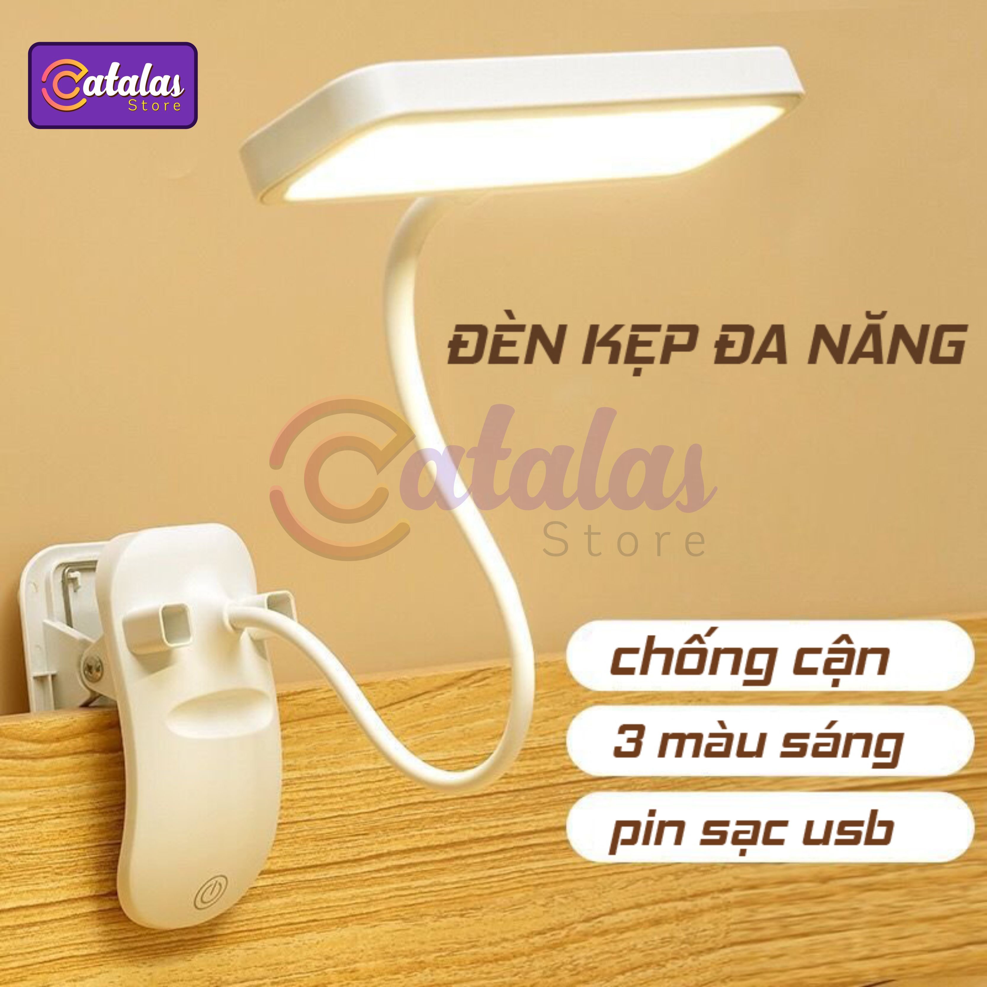 Đèn bàn học, đèn đọc sách K25, đèn làm việc, đèn kẹp chống cận thị, ba chế độ sáng bảo vệ mắt, có pin sạc USB