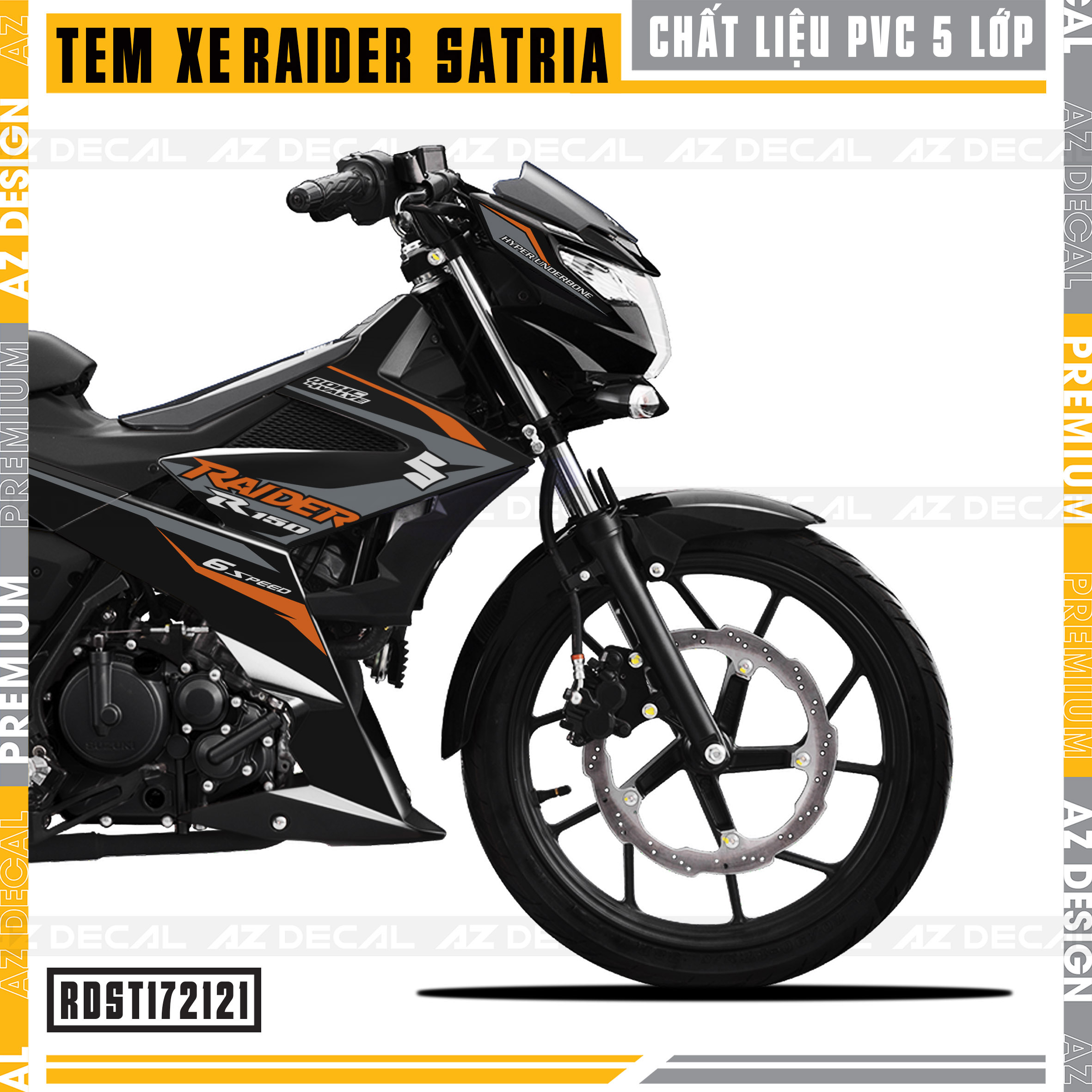 Tem Rời Xe Suzuki Raider - Satria Mẫu R150 Chế | RDST172121 | Chất Liệu PVC Chống Nước, Đa Dạng Màu Tem Cho Xe