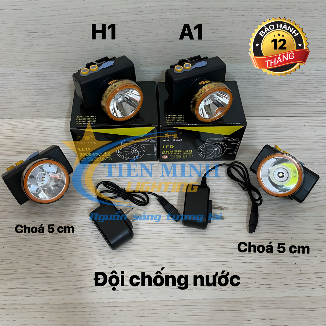 ĐÈN ĐỘI ĐẦU H1 , CHÓA 5CM, CÔNG SUẤT 5CM, ÁNH SÁNG TRẮNG/VÀNG, TẦM CHIẾU XA 100M, CHIP LED SIÊU SÁNG