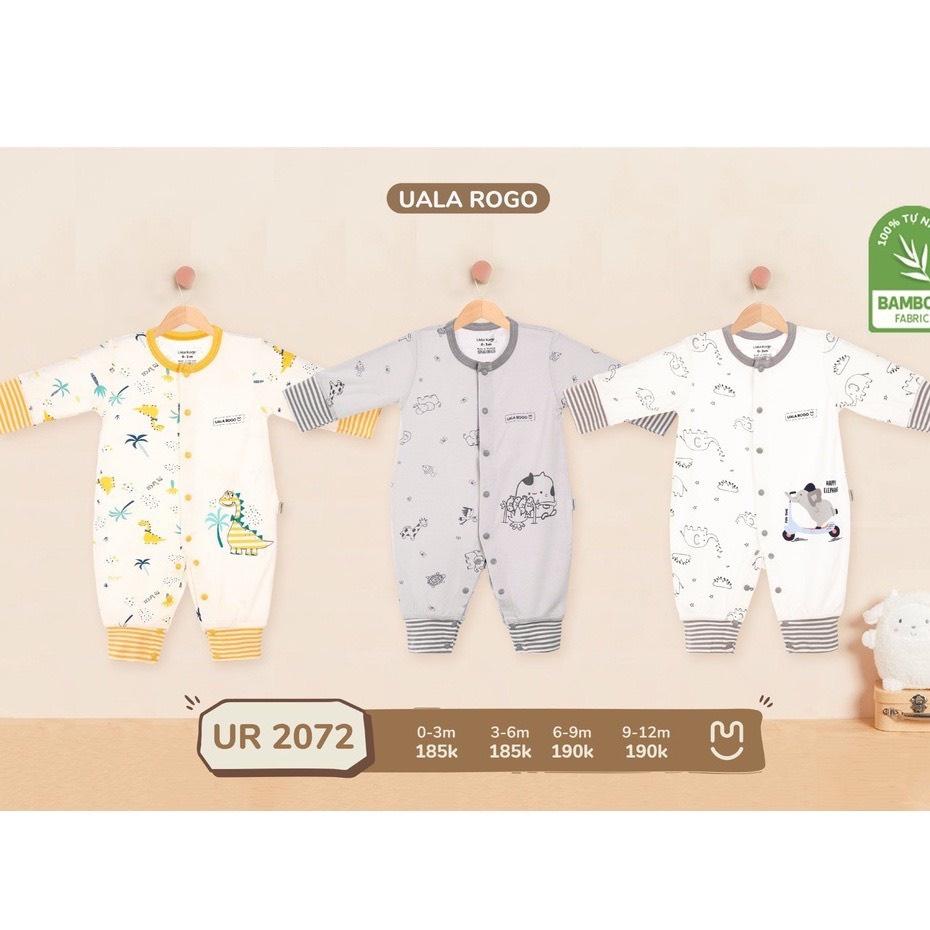 Body dài tay UalaRogo kẻ ngang cho bé sơ sinh đến 12 tháng chất liệu sợi tre