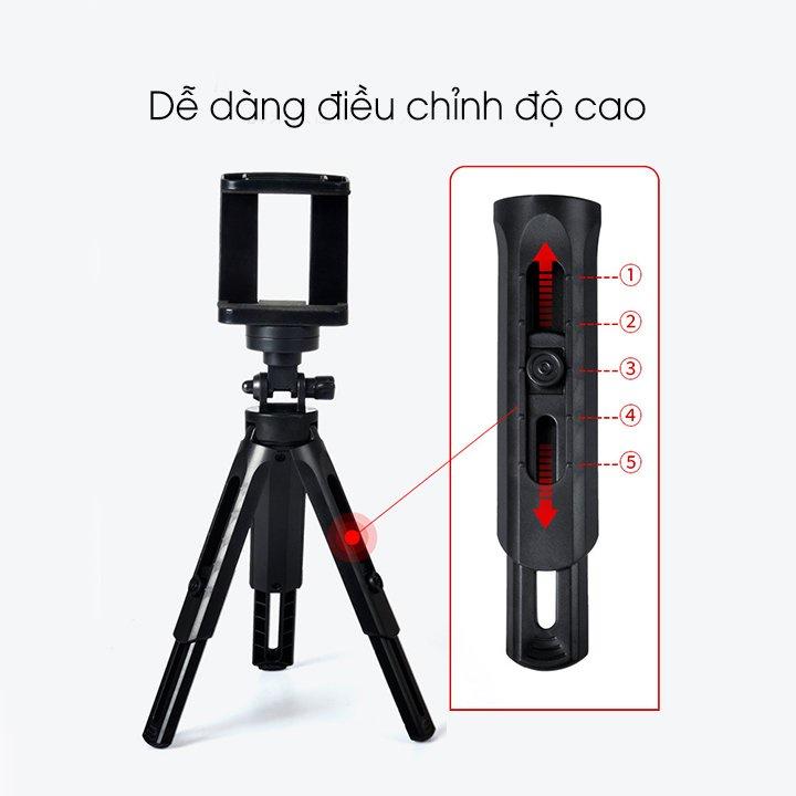 Chân đỡ cho điện thoại, tripod mini để kẹp điện thoại máy ảnh 3 chân livestream quay phim video chụp ảnh