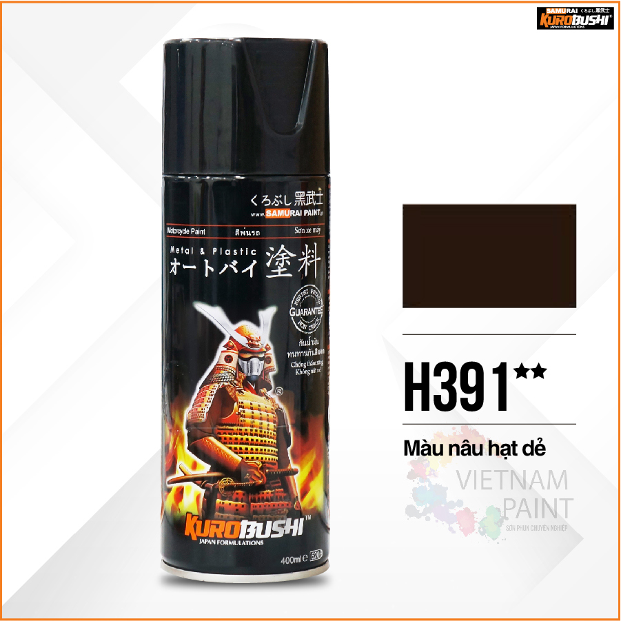 COMBO Sơn Samurai màu nâu hạt dẻ H391 gồm 3 chai đủ quy trình độ bền cao (Lót - Màu H391 - Bóng )