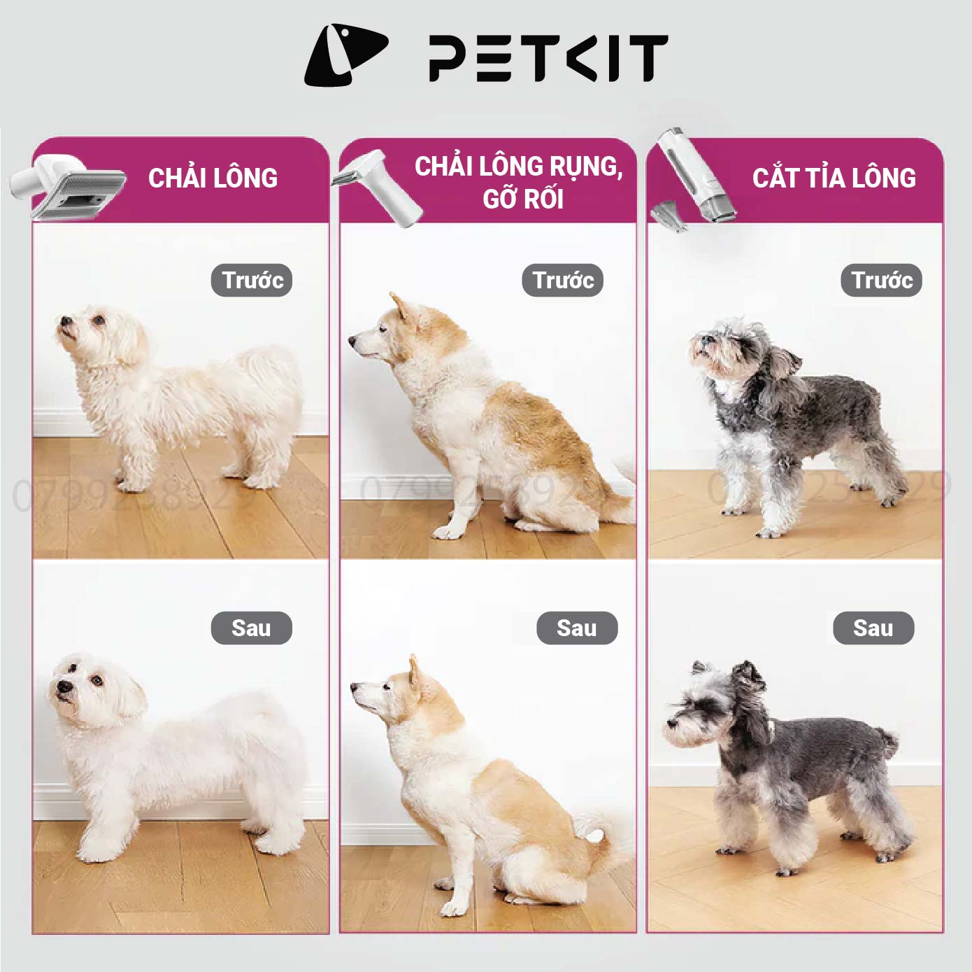 Máy Cắt, Tỉa, Hút Bụi Lông Chó Mèo, Thú Cưng Petkit 5 in 1 Đa Công Dụng