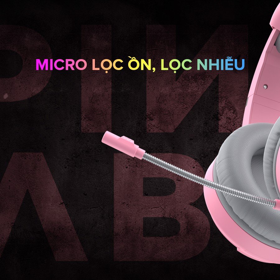 Tai Nghe Gaming Mèo HAVIT H2233D, Màu Pink Taboo, Driver 50mm, Đèn RGB, Mic Khử Ồn - Hàng Chính Hãng