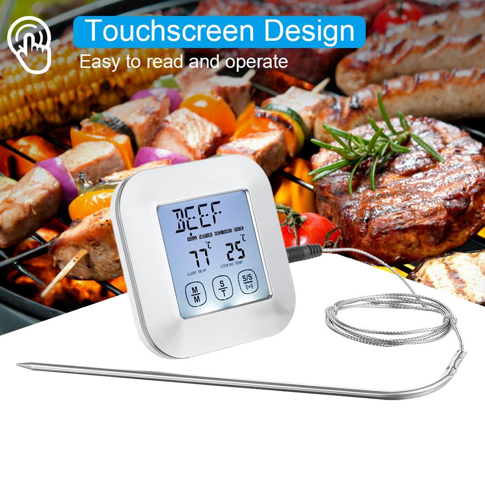 Máy đo nhiệt độ thịt kỹ thuật số màn hình LCD, đèn nền, đếm ngược