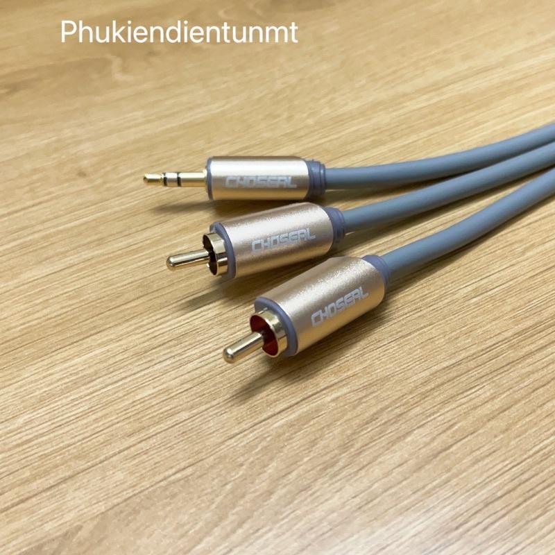 DÂY CÁP ÂM THANH RẮC 3.5 RA 2AV MÀU GHI CAO CẤP