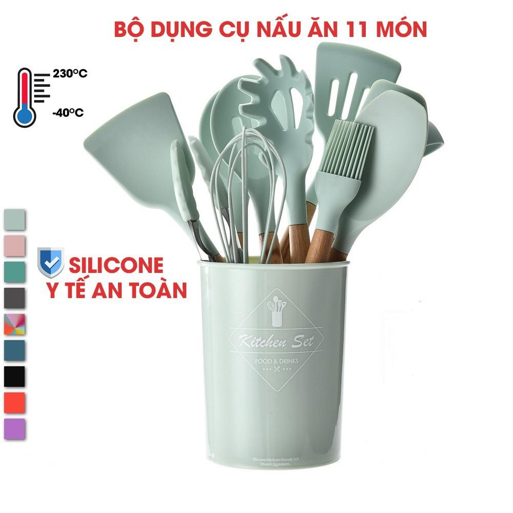 Bộ Dụng Cụ Nấu Ăn Nhà Bếp Làm Bánh Combo Set 11 Dụng Cụ Silicon Chịu Nhiệt Cao An Toàn - CBBEP11