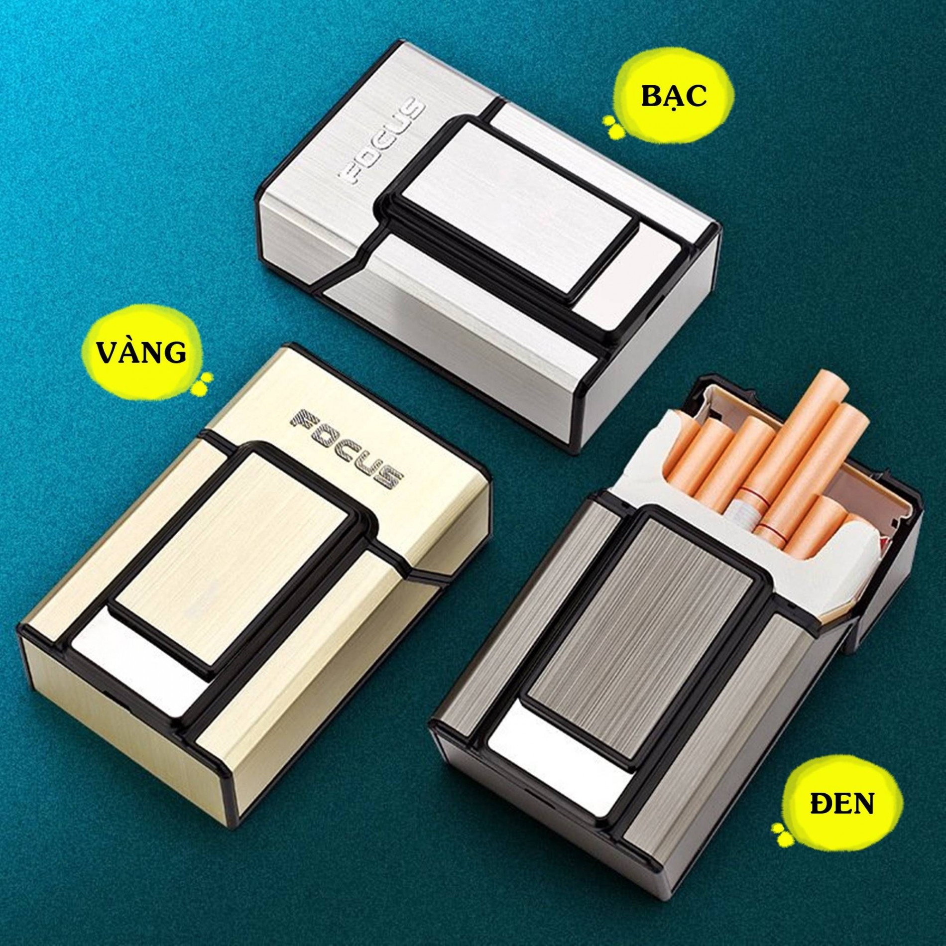 Hộp quẹt bật lửa điện - hộp thuốc focus 2in1 -