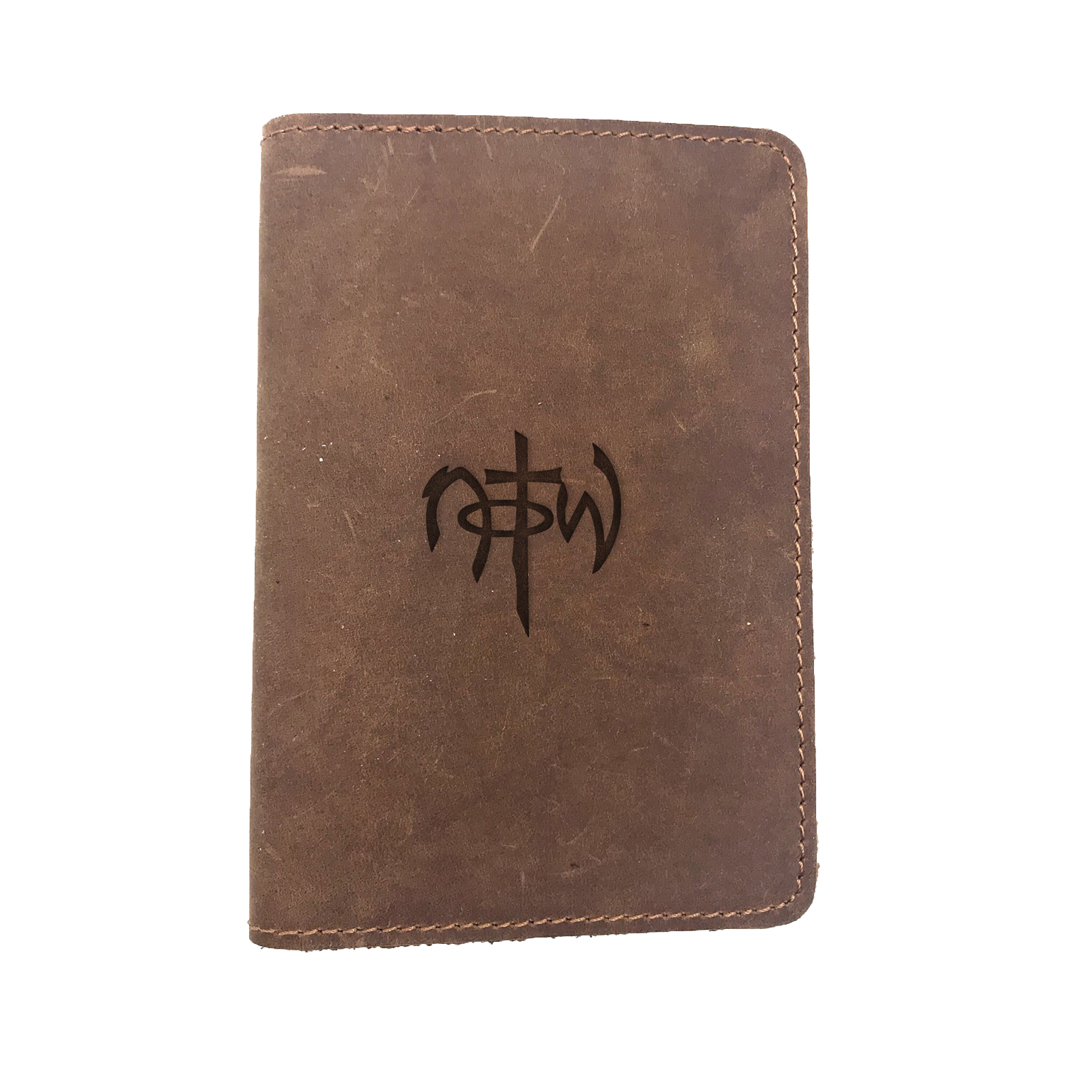 Passport Cover Bao Da Hộ Chiếu Da Sáp Khắc Hình Hình NOT ICON NOTW (BROWN)