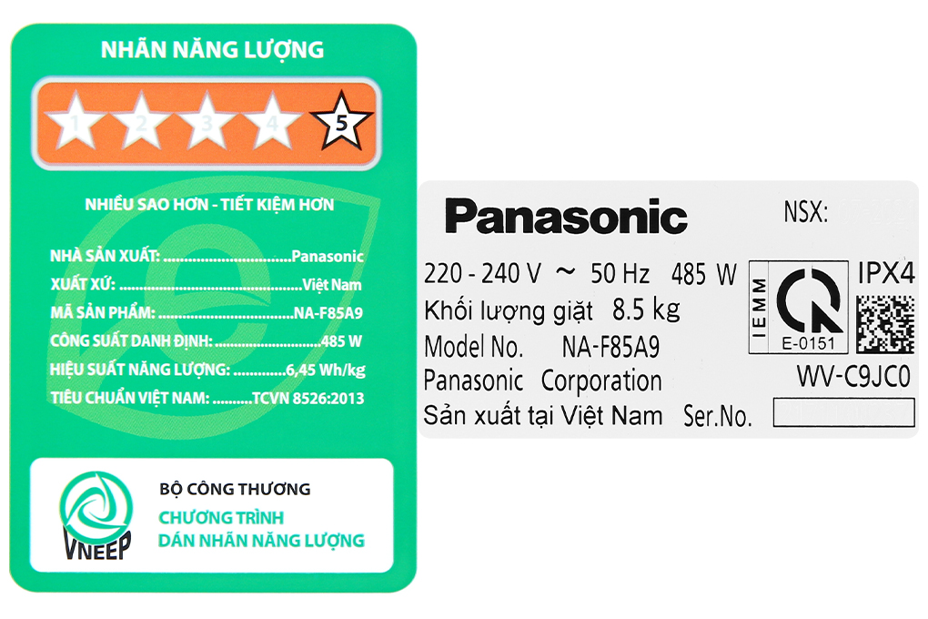 NA-F85A9BRV - Máy giặt cửa trên Panasonic 8.5 Kg không inverter NA-F85A9BRV - Hàng Chính Hãng [Chỉ Giao Tại HCM]