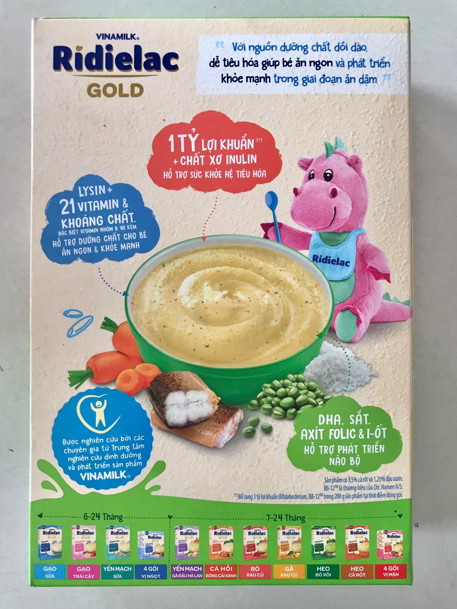 Bộ 2 Bột Ăn Dặm Vinamilk Ridielac Lươn Cà Rốt Đậu Xanh