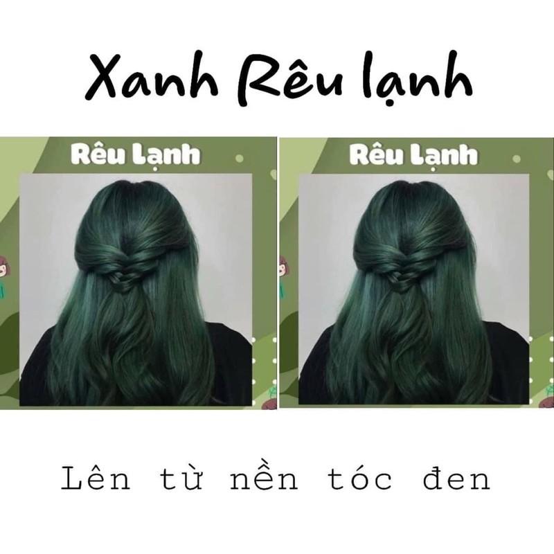 Thuốc Nhuộm Tóc Hàn xanh rêu kèm oxy và gang tay