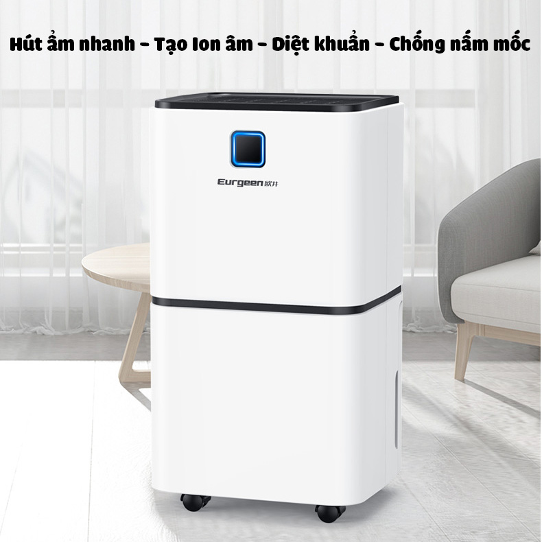 Máy hút ẩm công suất cao 250W EUGreen OJ-135E làm khô phòng chống nồm ẩm sấy quần áo diệt khuẩn tạo ion âm