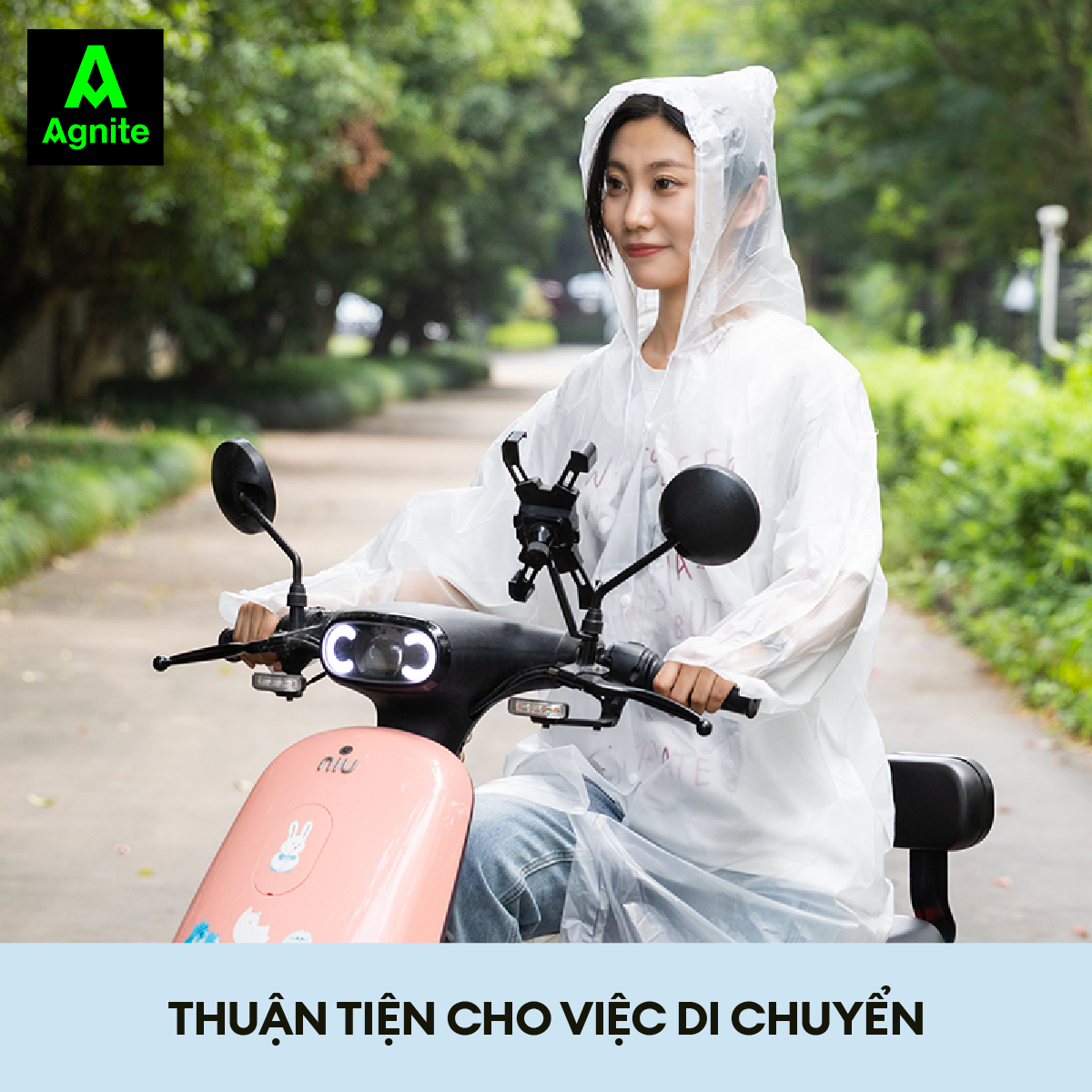 Áo mưa đơn trong suốt Agnite chất liệu EVA dày dặn chống thấm nước - nhiều màu - thiết kế thời trang - VS4071/VS4072