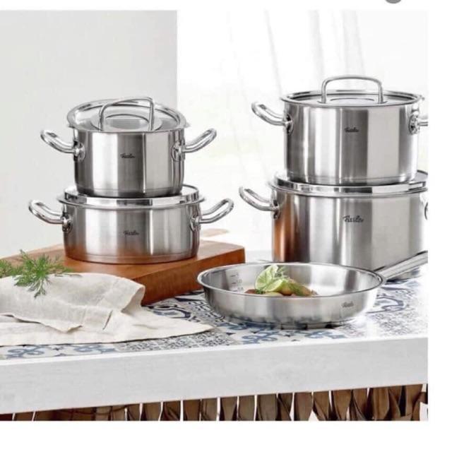 Bộ Nồi Bếp Từ Fissler Original Profi Collection 5 Món, Chất Liệu Thép Không Gỉ, Dùng Cho Mọi Loại Bếp, Made in Germany - Vung thép