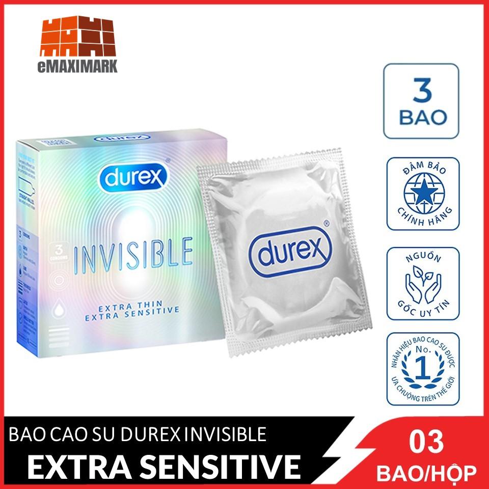 Bao cao su Durex Invisible extra sensitive (Trắng) Hộp 3 cái