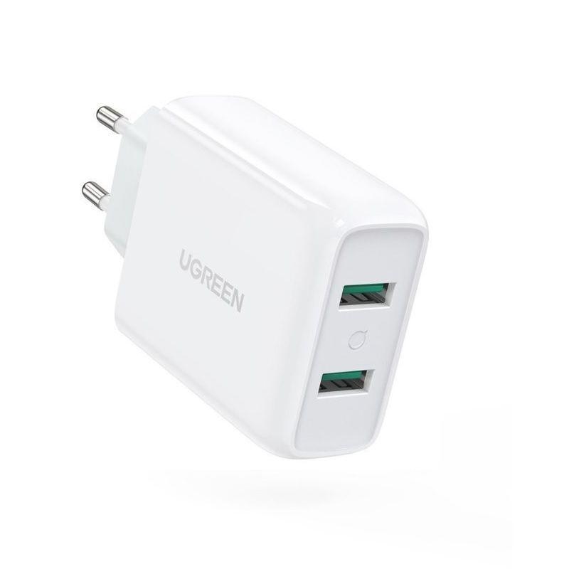 Ugreen 70163 36W QC3.0 2 cổng USB Màu trắng Củ sạc nhanh CD161  Hàng chính Hãng