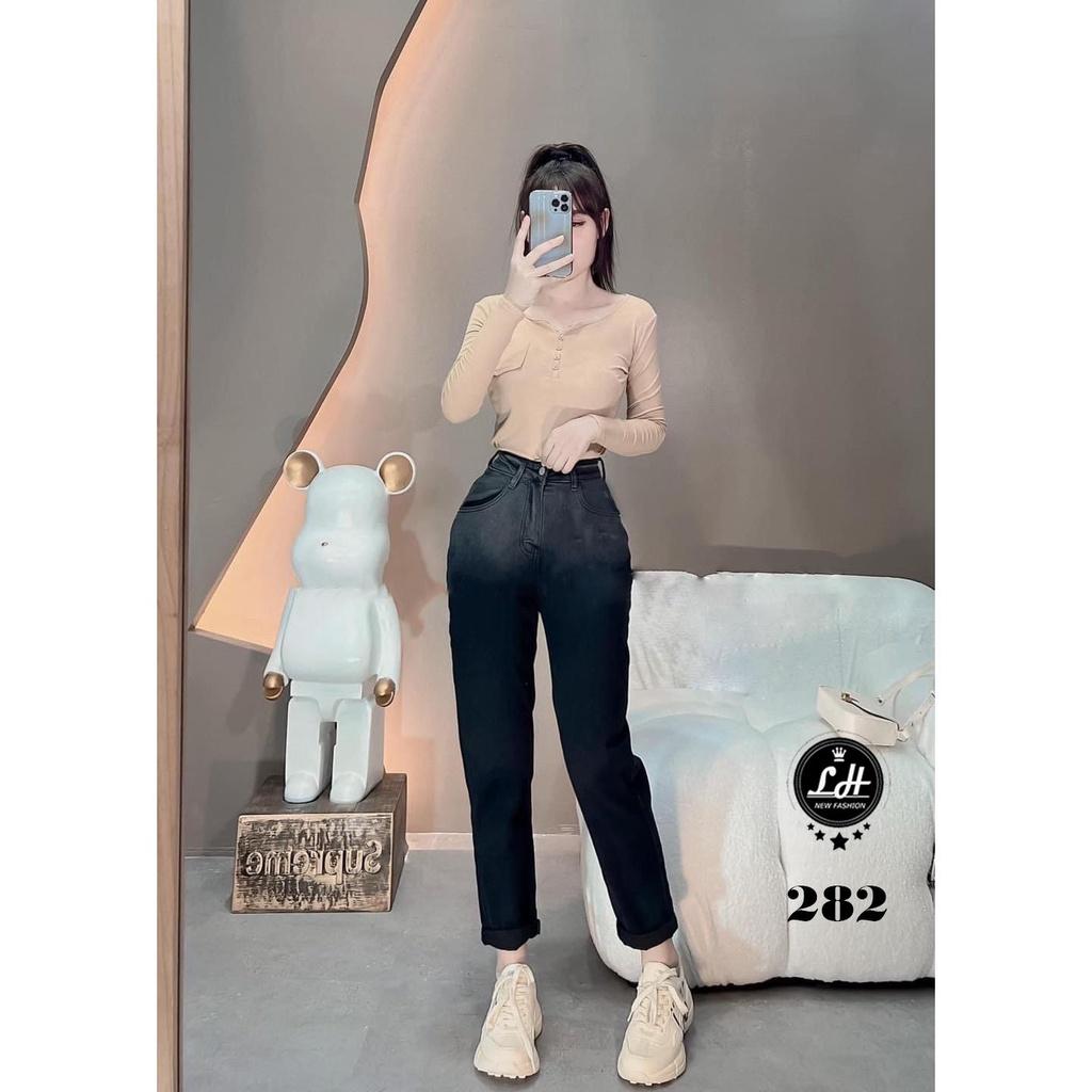 Quần bò baggy loang màu cổ điển đơn gian cho nàng Lê Huy fashion Ms 283