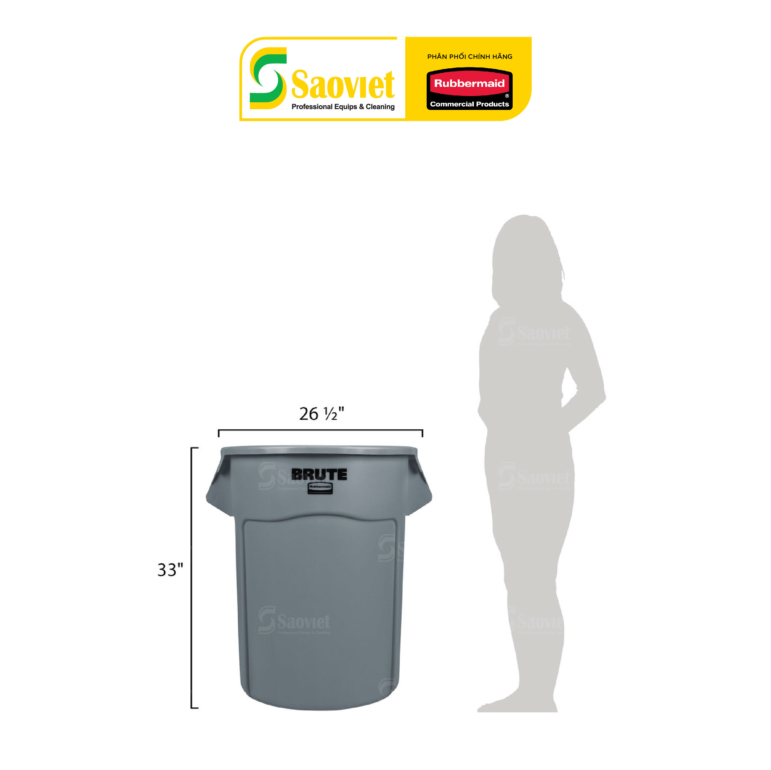 Thùng Nhựa Đựng Đồ Vận Chuyển BRUTE 208 Lít Rubbermaid - SKU: FG265500 (Chưa Bao Gồm Nắp) | SAOVIETCO