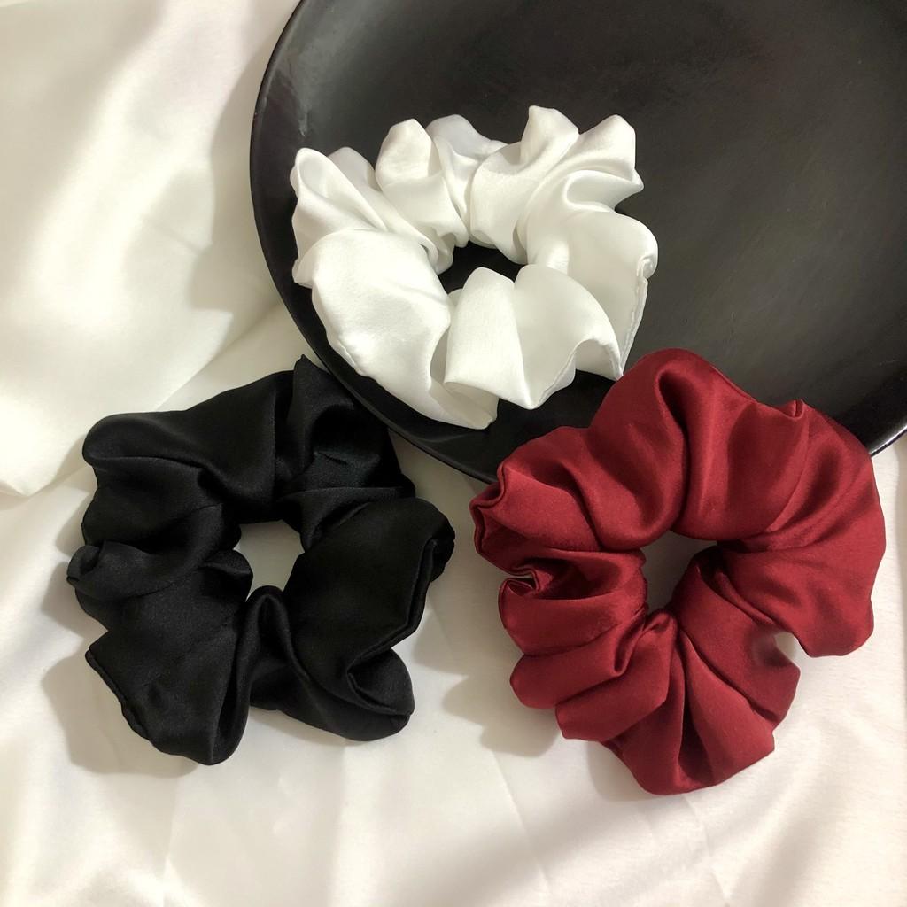 Scrunchies dây buộc tóc, cột tóc lụa satin cao cấp