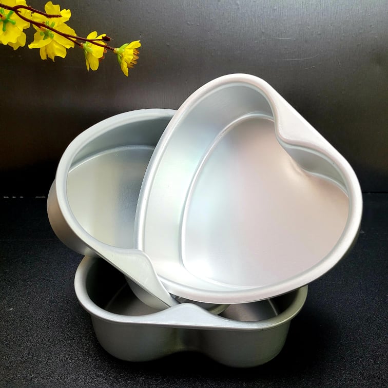 Khuôn Bánh Nhôm Đúc Cao Cấp - Hình Trái Tim 20/ 15cm. Khuôn bánh Bông lan, Rau câu Banh Trung Thu. Khuôn ép bằng tay. Đồ Gia Dụng nhà bếp pha chế làm bánh nguyên liệu