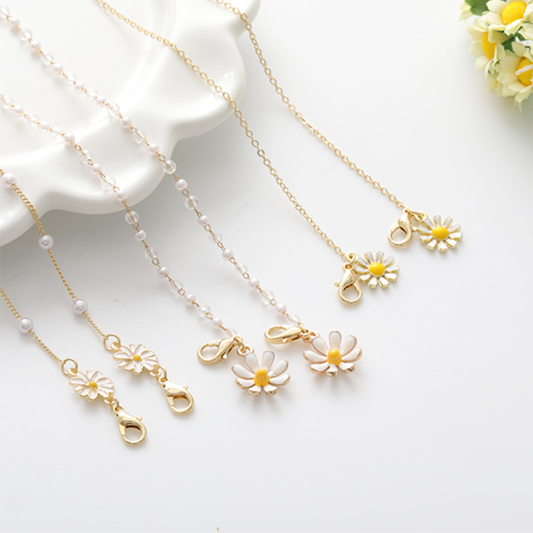 Chuỗi dây đeo gọng giữ kính chống rơi rớt dây chuỗi hoa cúc hoạ mi nhẹ nhàng thanh lịch dây đeo khẩu trang đa năng