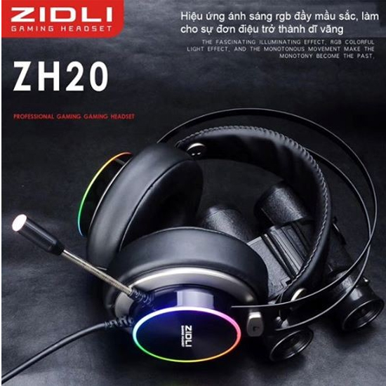 Tai nghe Gaming ZIDLI ZH20 (7.1, USB, RGB) Full Box - Hàng Chính Hãng