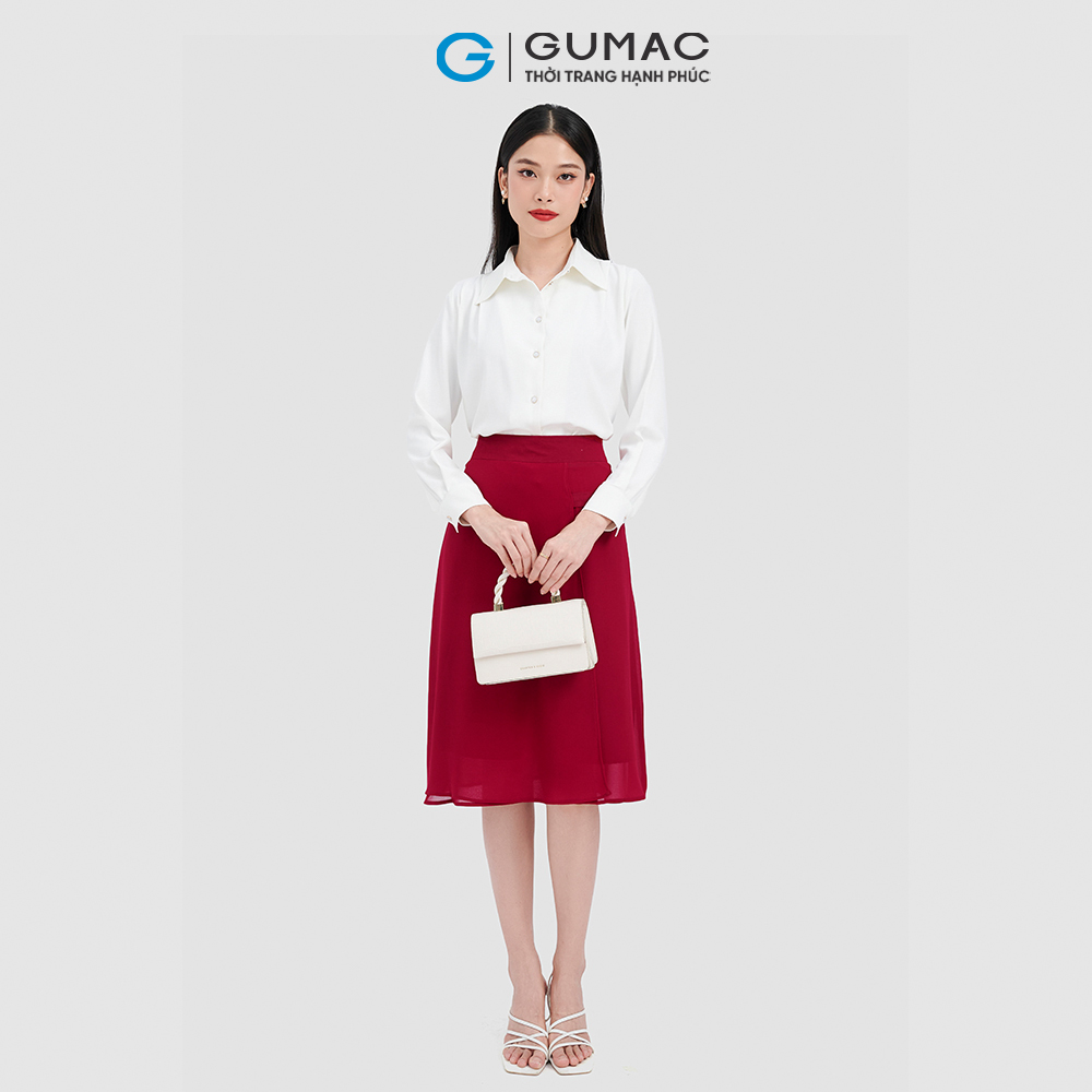 Chân váy nữ GUMAC, dáng xòe nhẹ phối khuy nhẹ nhàng LV0903
