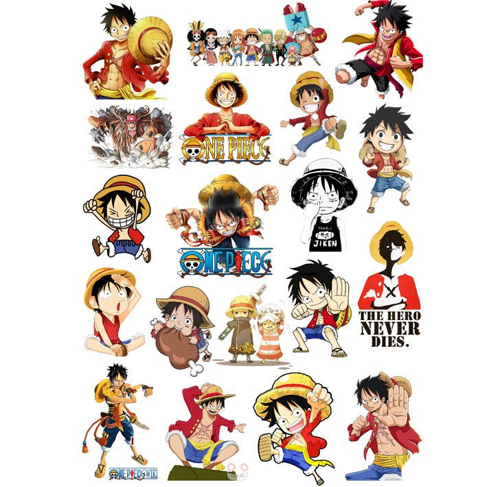 Sticker anime One Piece nhan vật Luffy (Combo 2 set Luffy)