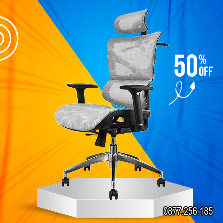 Ghế Công Thái Học Ergonomic Cao Cấp M084 Cho Văn Phòng, Bọc Full Lưới Có Tựa Đầu Điều Chỉnh