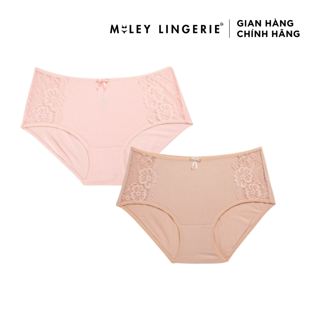 Combo 2 Quần Lót Nữ Lưng Cao Modal Phối Ren Active Miley Lingerie Màu Da & Hồng FDS0925-1225