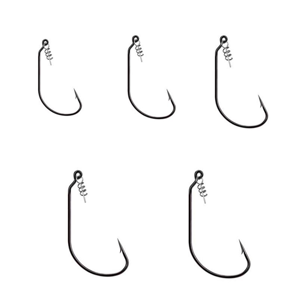 50Pcs Worm Hooks with Box Black Nickel High Carbon Steel Bait Jig   Hooks Set