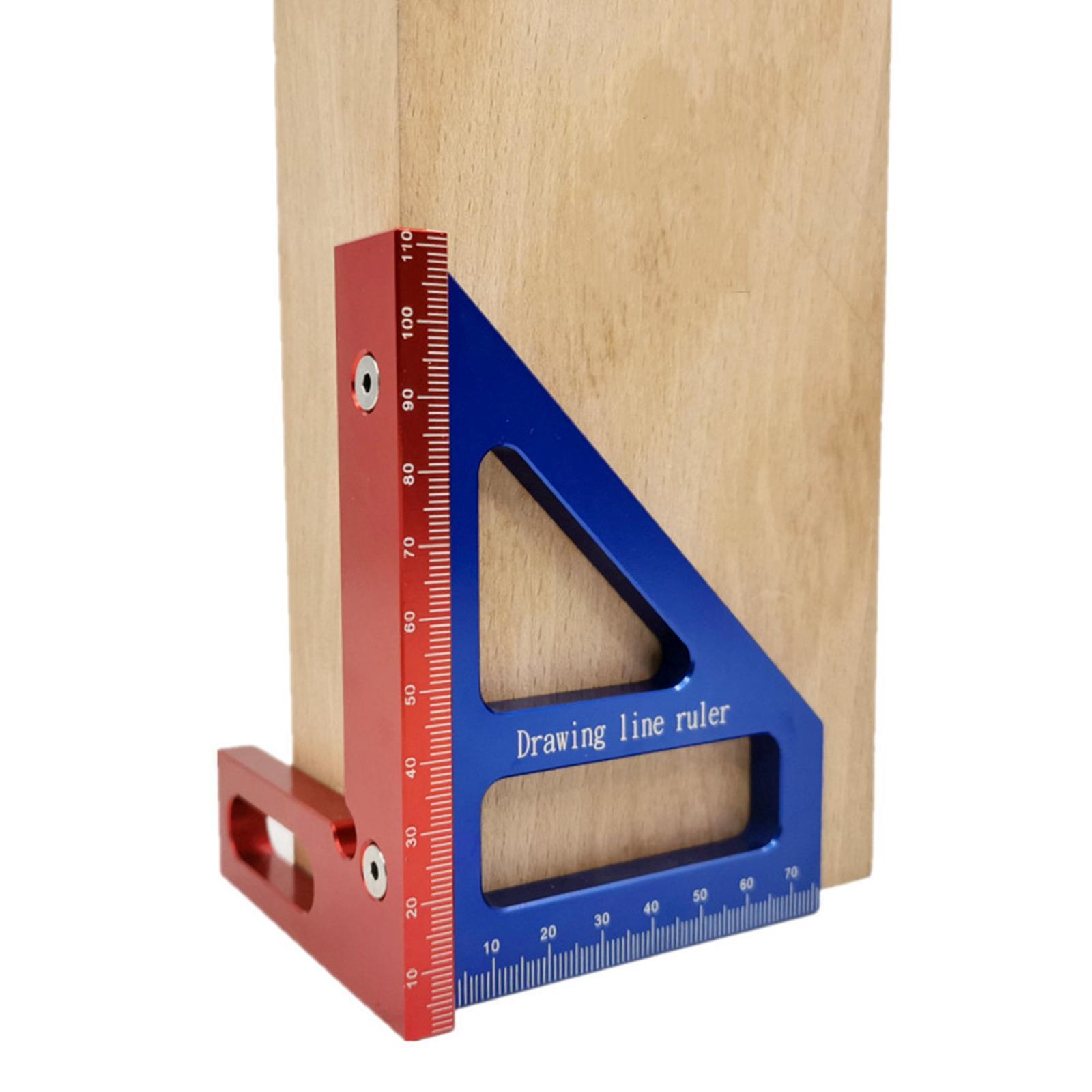 45/90 Degree Ruler, Carpentry Squares Gauge Triangle Ruler Scriber Square Protractor