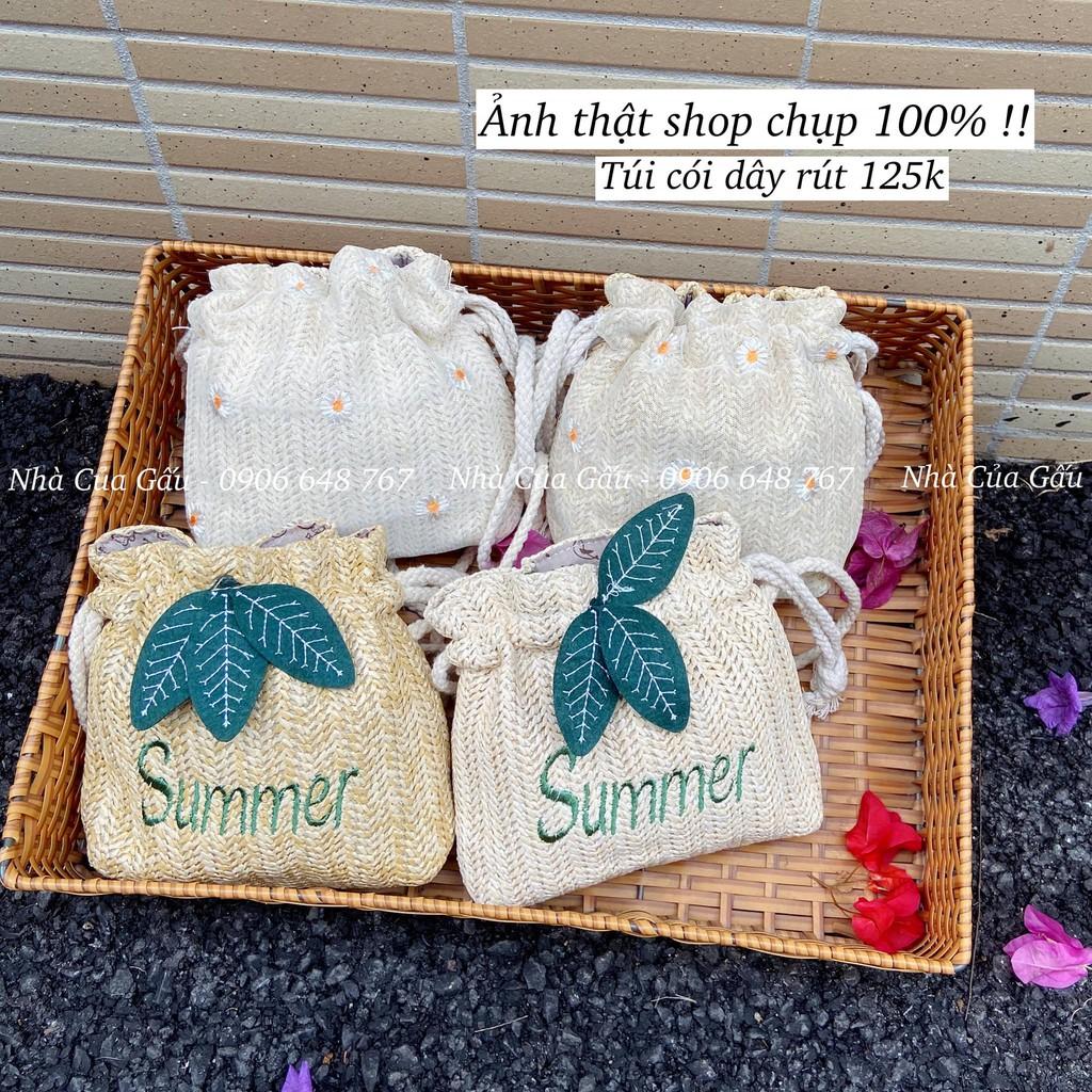 Túi cói dây rút Summer, hoa cúc xinh ơi xinhhh