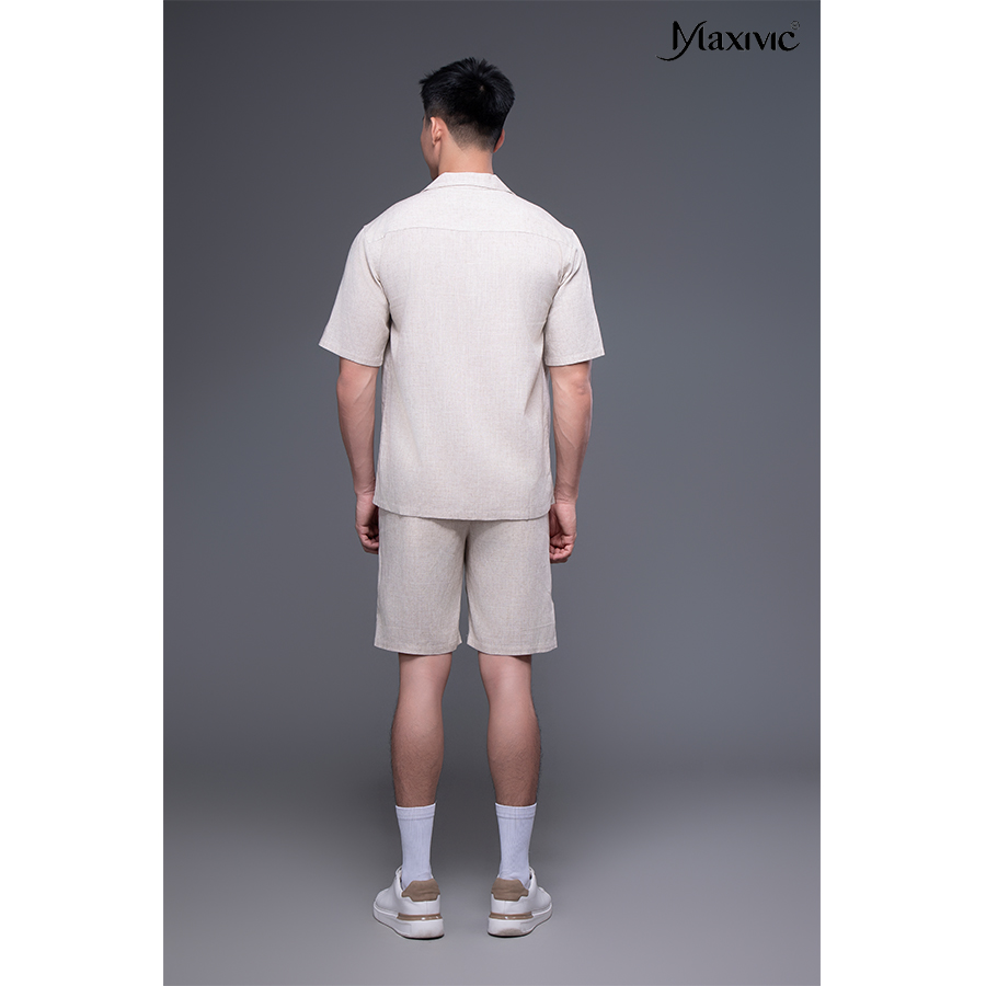 Quần nam linen be nhạt ngắn