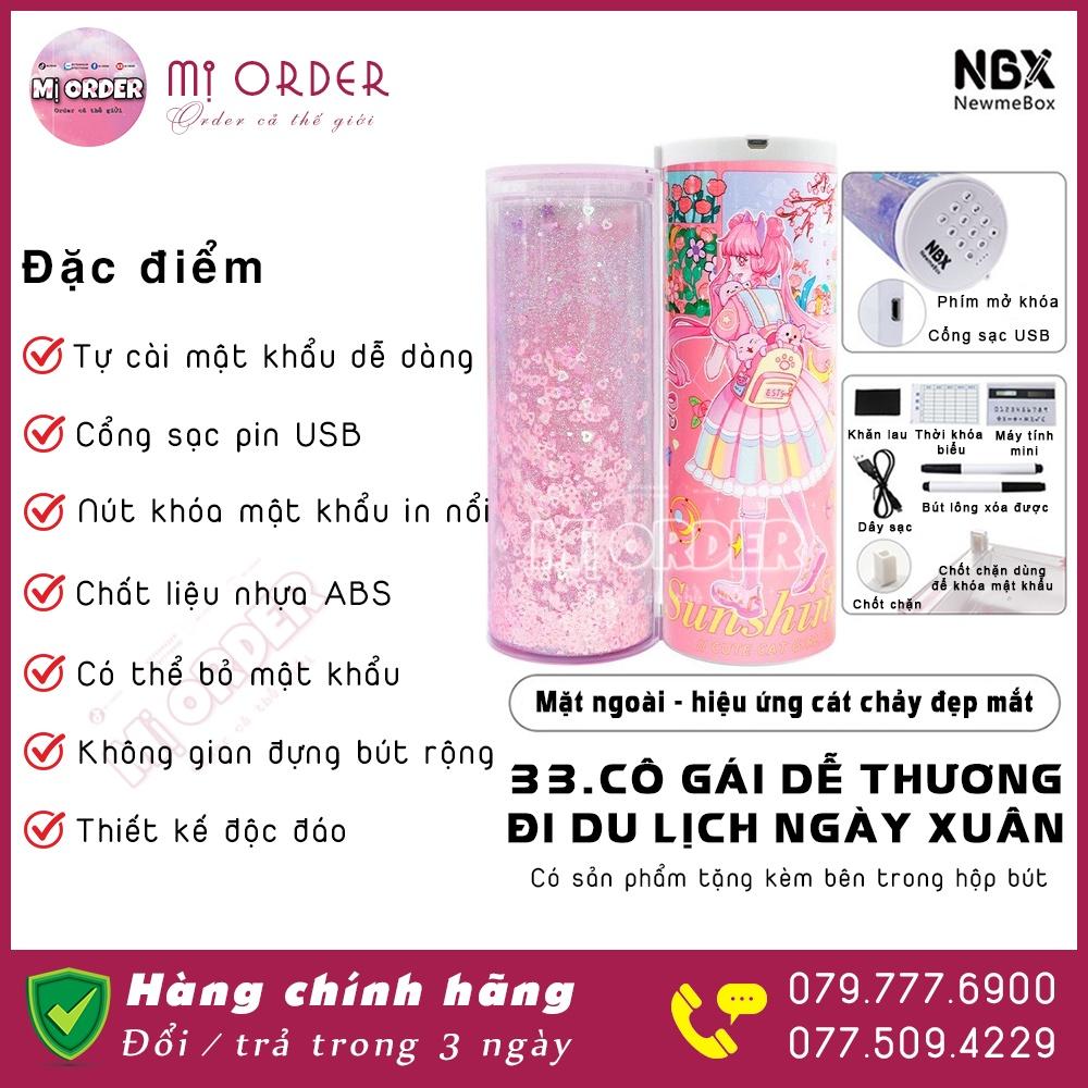 [Hộp bút Có MK + Kim tuyến]Cô gái dễ thương đi du lịch ngày xuân