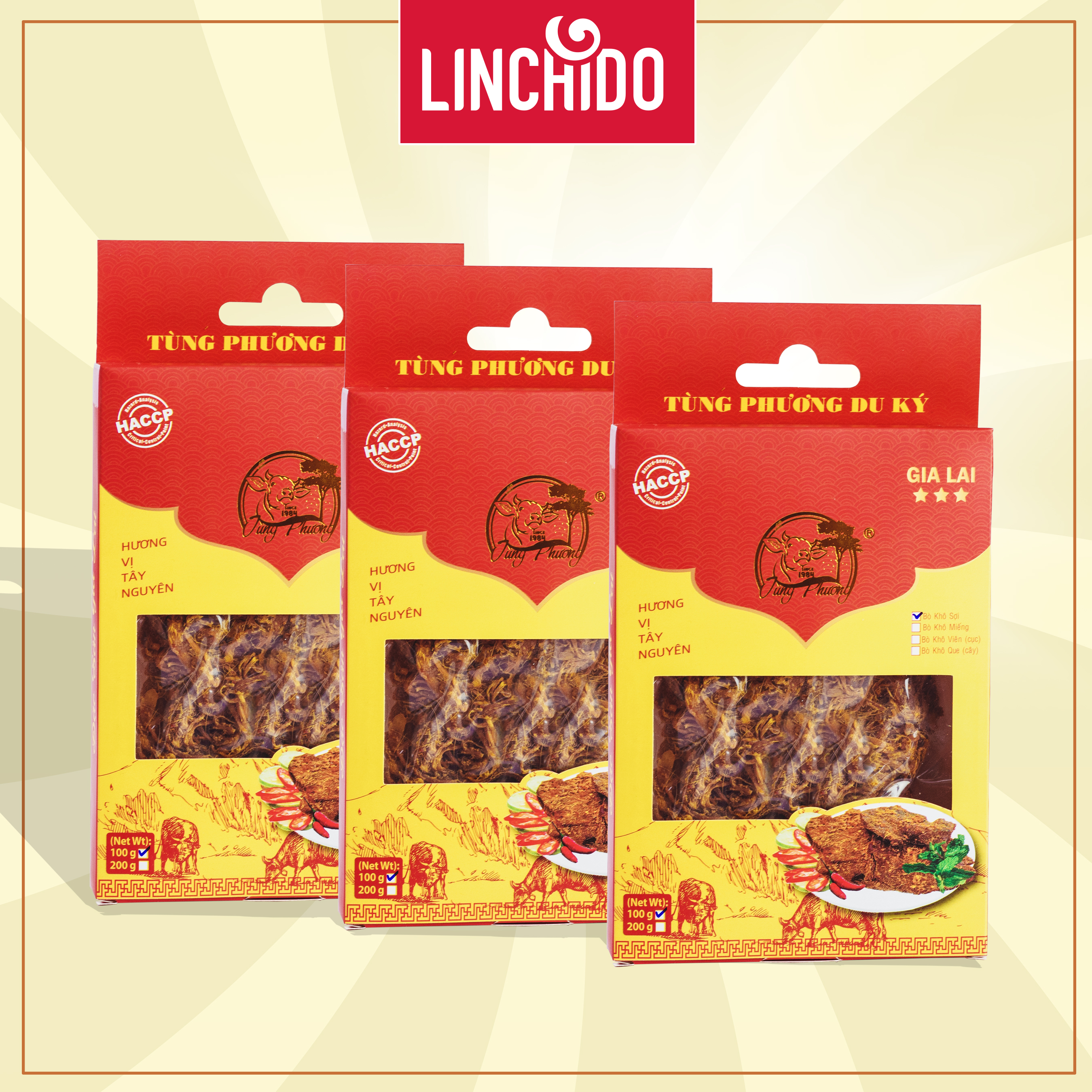 [ COMBO 3 HỘP ] Khô Bò Sợi _ Tùng Phương Du Ký _ Loại 100 Gram