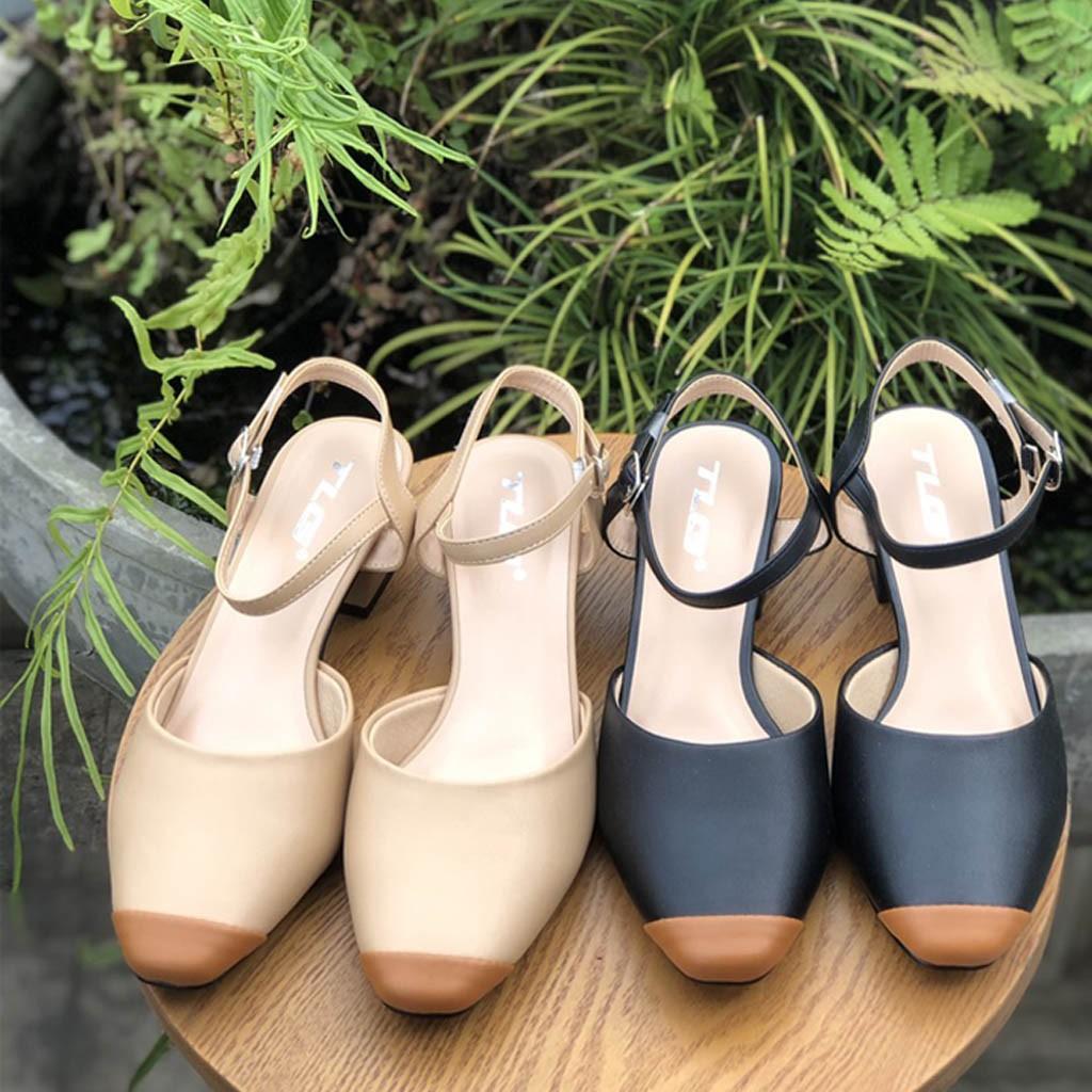 Sandal gót 3p phối mầu 21341