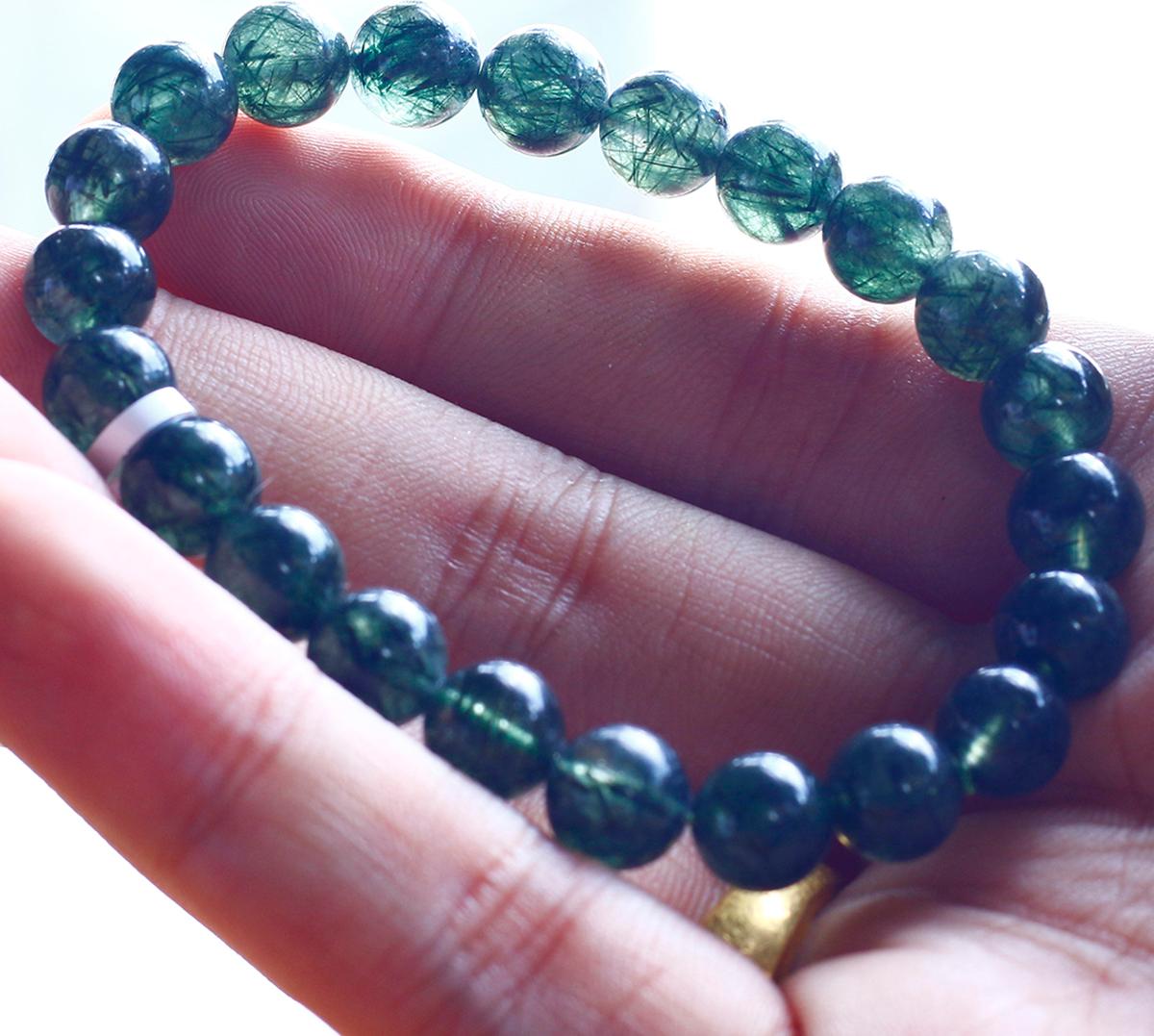 Vòng tay đá thạch anh tóc xanh mệnh hỏa, mộc - Ngọc Quý Gemstones