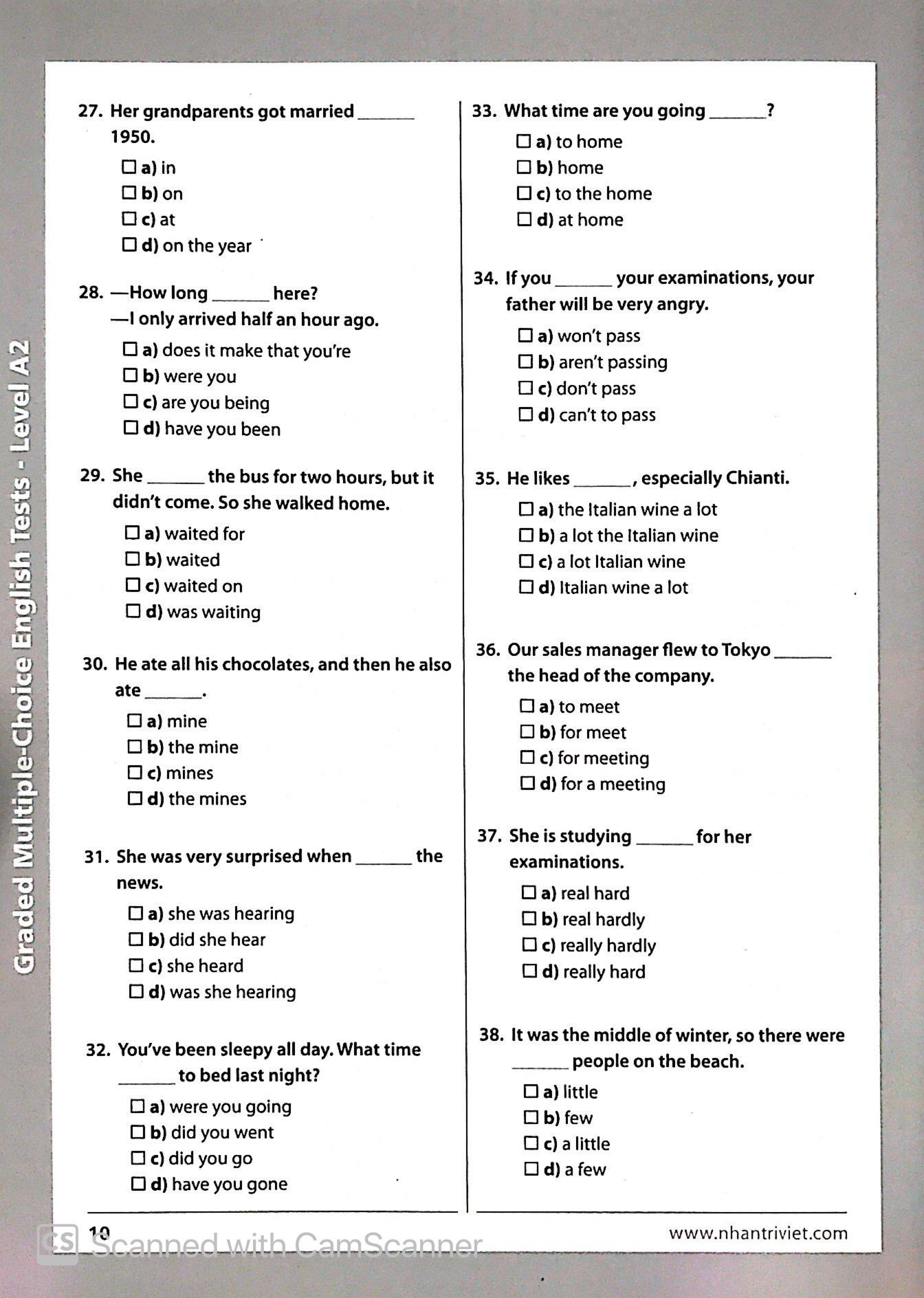 Graded Multiple - Choice English Test Level A2 (Không CD)