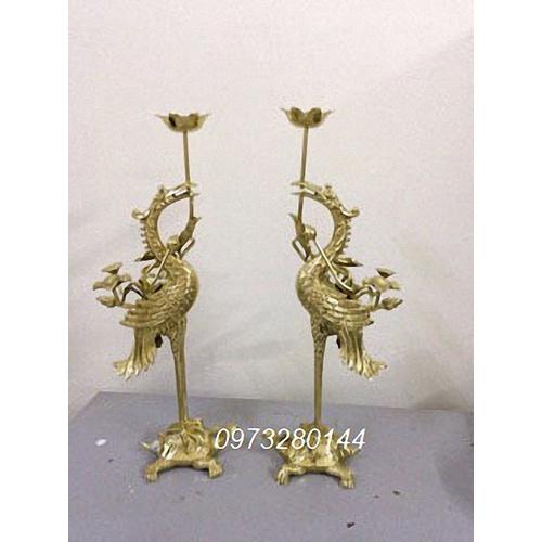 Đôi hạc thờ bằng đồng nguyên chất cao 47cm