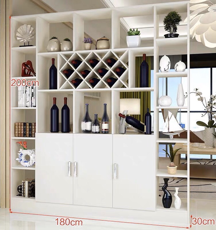 KỆ - TỦ RƯỢU KIÊM VÁCH NGĂN PHÒNG KHÁCH TR605; 1m8 x 2m - Màu Trắng