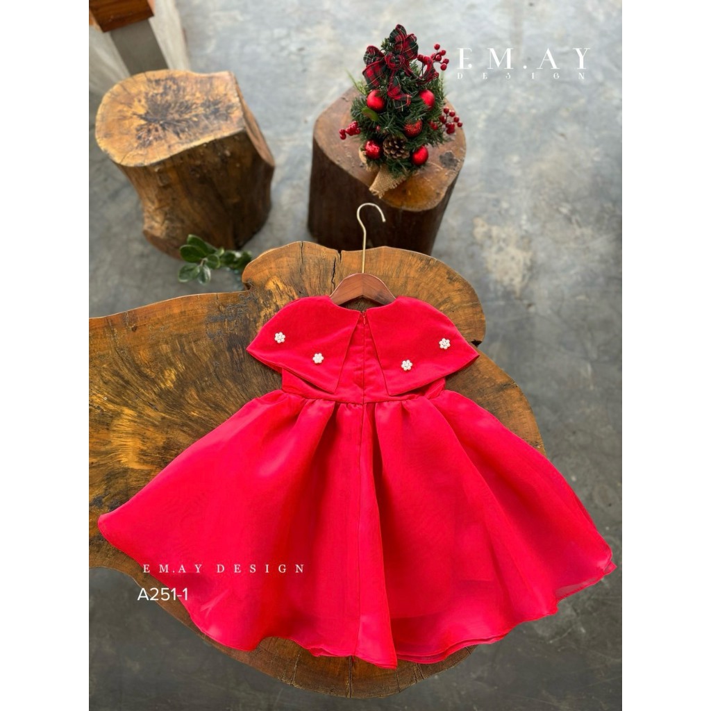 Đầm babydoll cổ lá cho bé gái đi chơi du lịch dự tiệc đẹp size 10-40kg chất vải mát mẻ