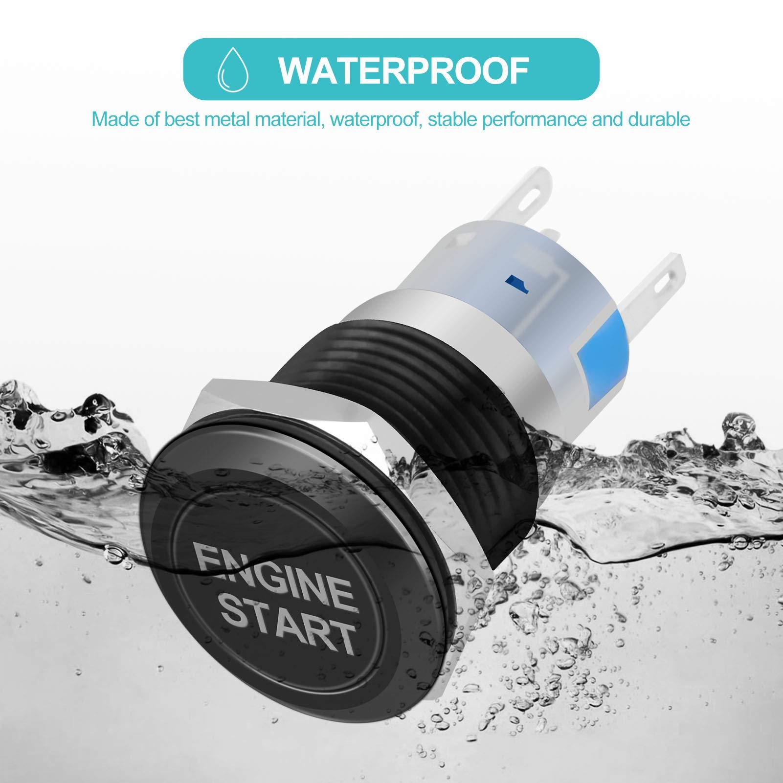 Nút nhấn khởi động động cơ, không thấm nước 12V 19mm