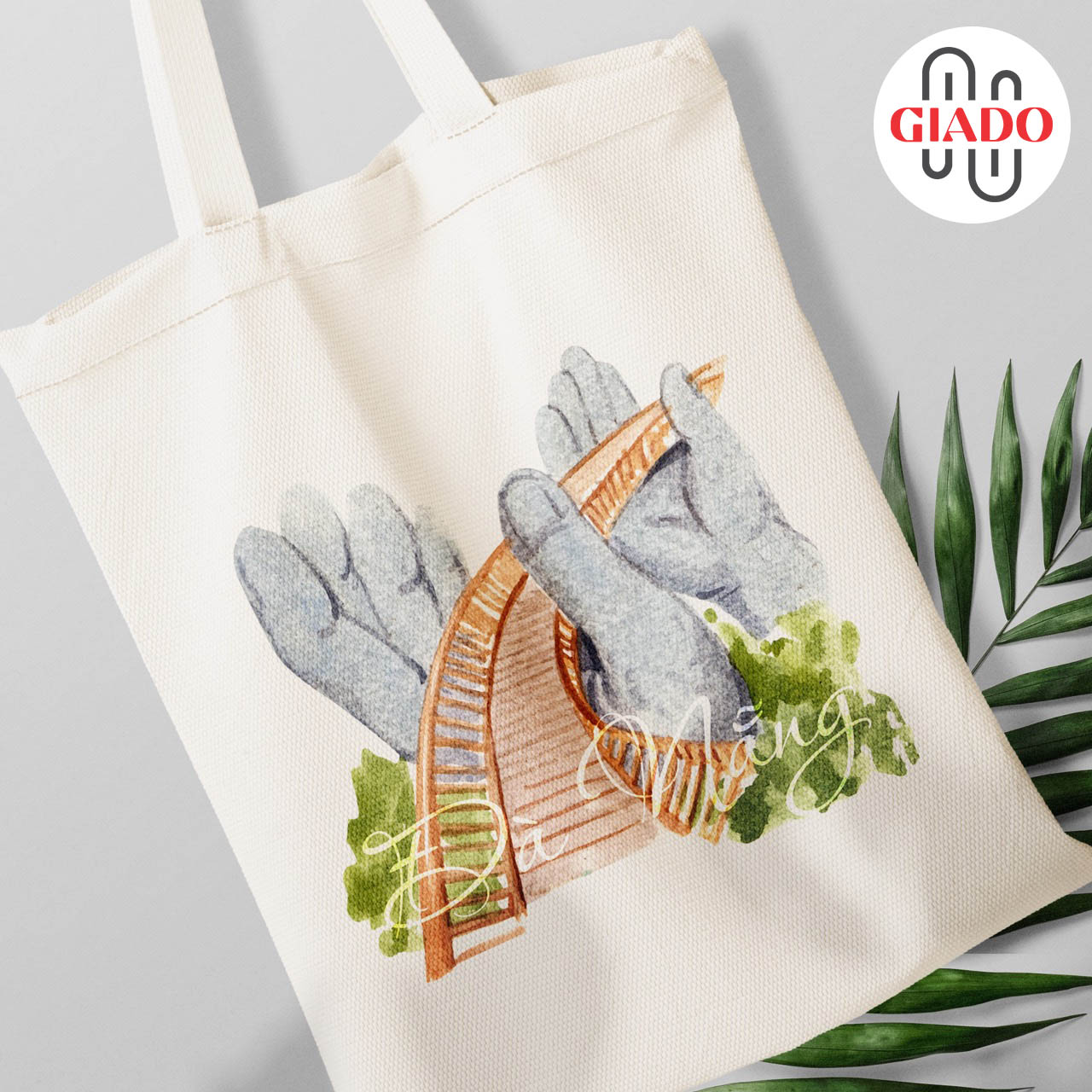Túi canvas GIADO, túi vải bố, túi tote mẫu Đà Nẵng cầu Vàng pixel