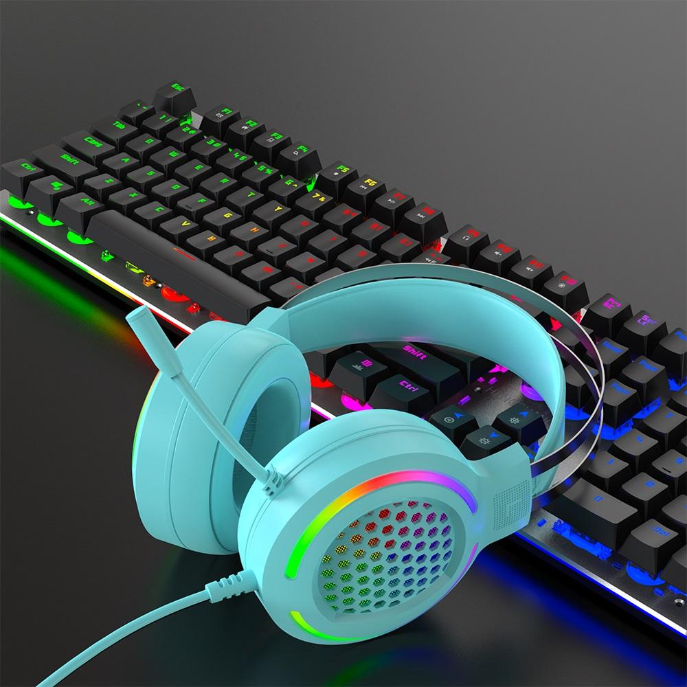 Hollow RGB Gaming Headset Wired Computer Headset Heavy Bass 7.1 Usb Headset With Microphone