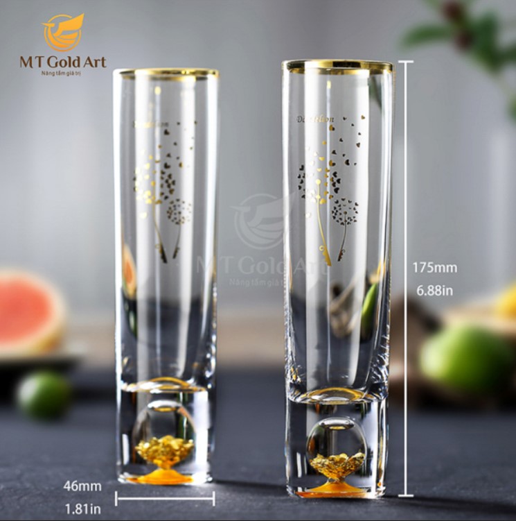 Ly uống nước pha lê đúc vàng 150ml bộ 6pcs (W03) MT Gold Art- Hàng chính hãng, trang trí nhà cửa, quà tặng dành cho sếp, đối tác, khách hàng