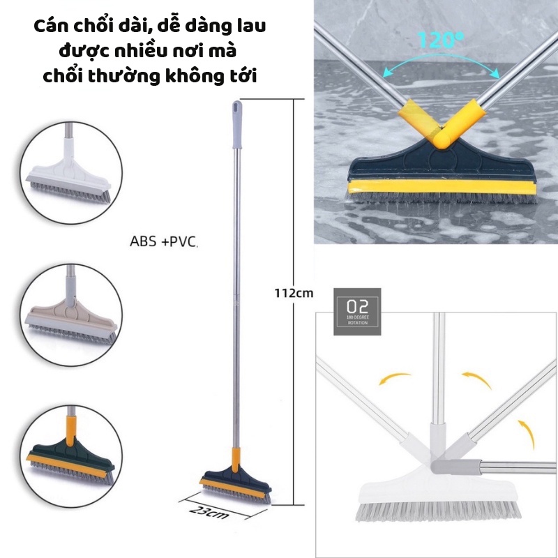 Cây Chà Sàn Nhà Tắm Đa Năng 2 Trong 1, Chổi Cọ Sàn Và Gạt Nước ZA60 - Egreen Dùng 1 Lần