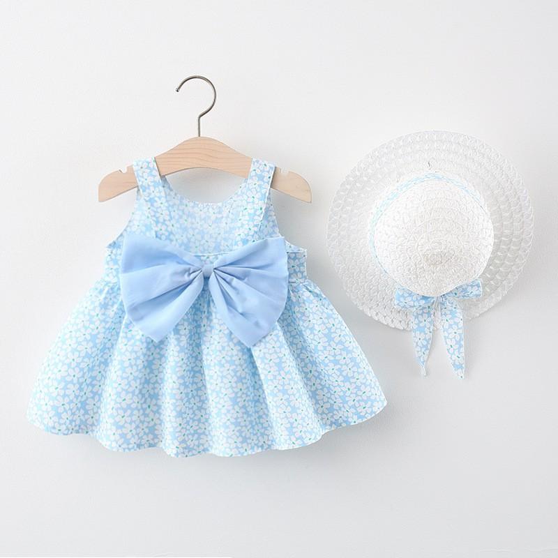 Váy Hai Dây Mùa Hè Bé Gái Hoa Nhí Đi biên Màu Cam , xanh , tím Anna store