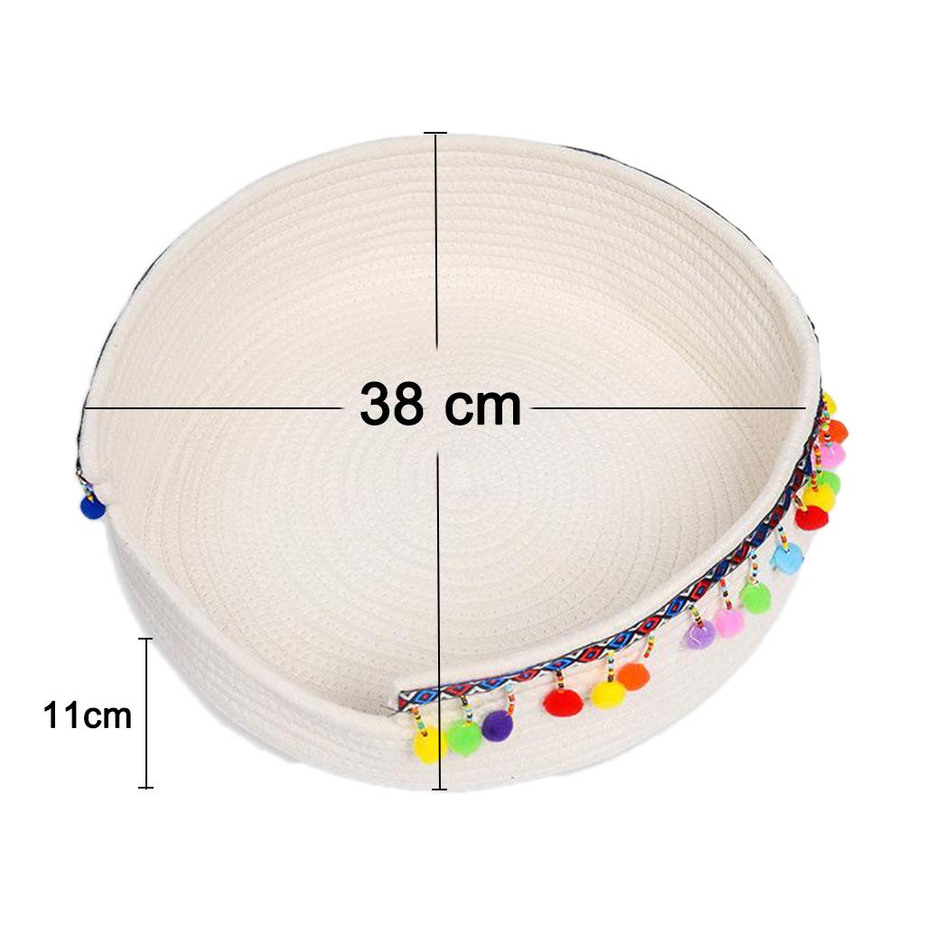 Hand Made Cotton Rope Round Woven Bed for Cat/Dog/Pet Sleeping & Playing, for Summer Winter